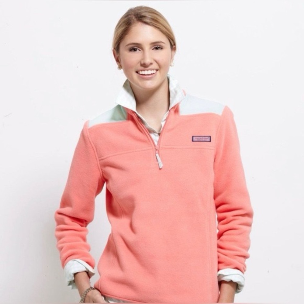 Vineyard Vines coral and blue shep shirt